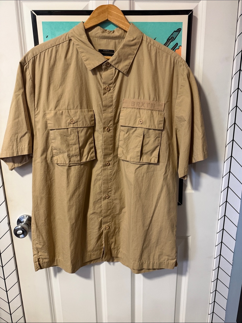 Brixton Khaki Short-Sleeve Button-Down Utility Shirt